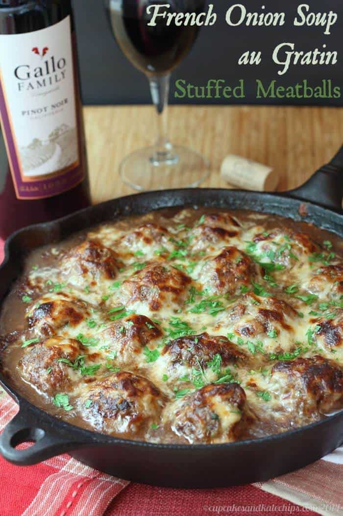 FRENCH ONION SOUP AU GRATIN STUFFED MEATBALLS