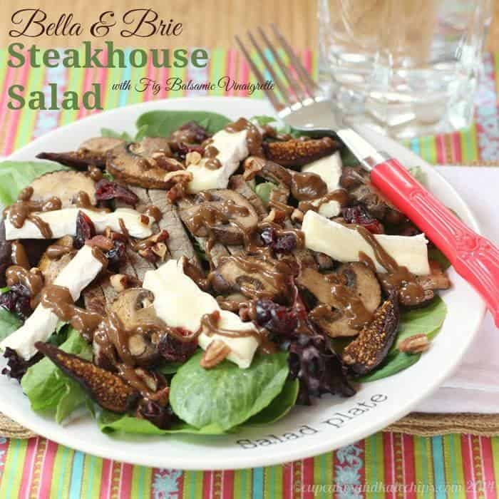 Bella & Brie Steakhouse Salad with Fig Balsamic Vinaigrette - our new favorite! | cupcakesandkalechips.com | #glutenfree #beef #steak