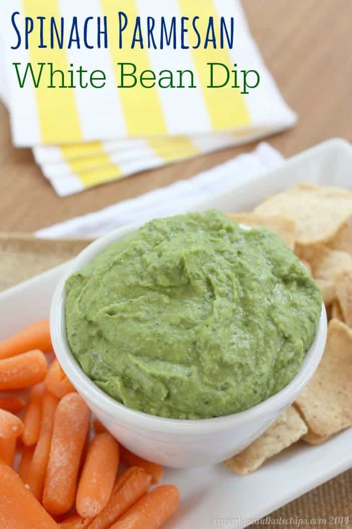 Spinach Parmesan White Bean Dip - a quick and easy five-ingredient recipe for a simple snack or appetizer. 