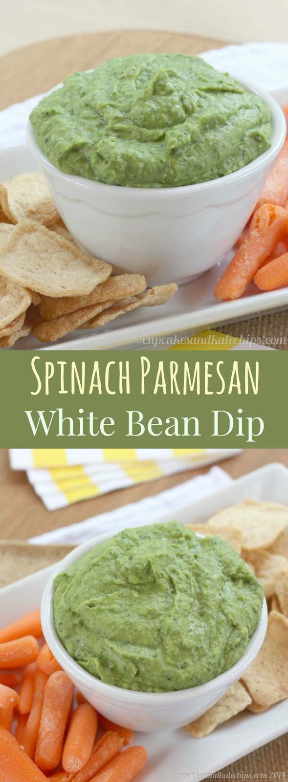 Spinach Parmesan White Bean Dip - a quick and easy five-ingredient recipe for a simple snack or appetizer. 