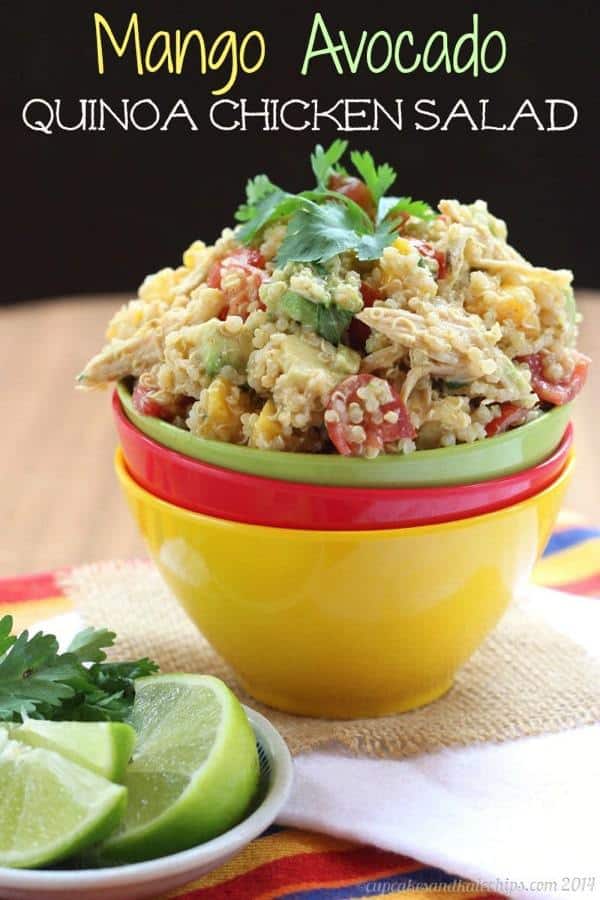 Mango Avocado Quinoa Chicken Salad - a cool and easy lunch or #WeekdaySupper | cupcakesandkalechips.com | #ChooseDreams #glutenfree