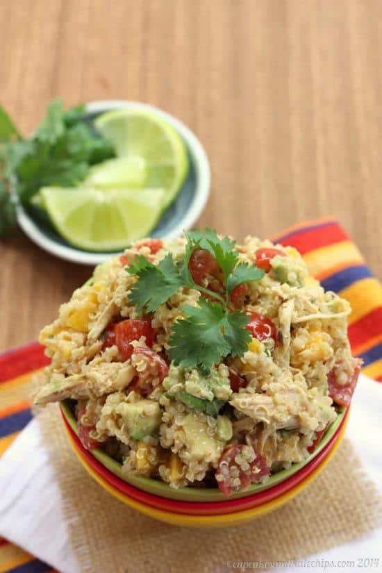 Mango Avocado Quinoa Chicken Salad - a cool and easy lunch or #WeekdaySupper | cupcakesandkalechips.com | #ChooseDreams #glutenfree