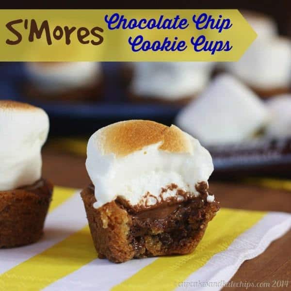 S'Mores Chocolate Chip Cookie Cups - no campfire needed! | cupcakesandkalechips.com | #glutenfree option #cupcakes #dessert