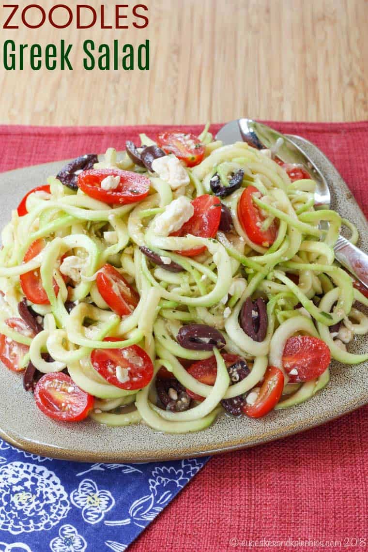 Zoodles Greek Salad Recipe with title