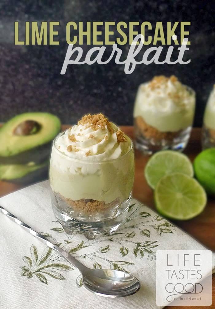 No-Bake Lime Cheesecake Parfaits with a secret ingredient! | Guest Post from Life Tastes Good on cupcakesandkalechips.com | #dessert #pie #nobake