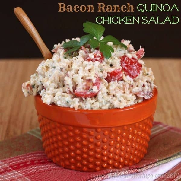 Bacon Ranch Quinoa Chicken Salad - comfort food flavors in an easy, make-ahead recipe | cupcakesandkalechips.com | #glutenfree #greekyogurt