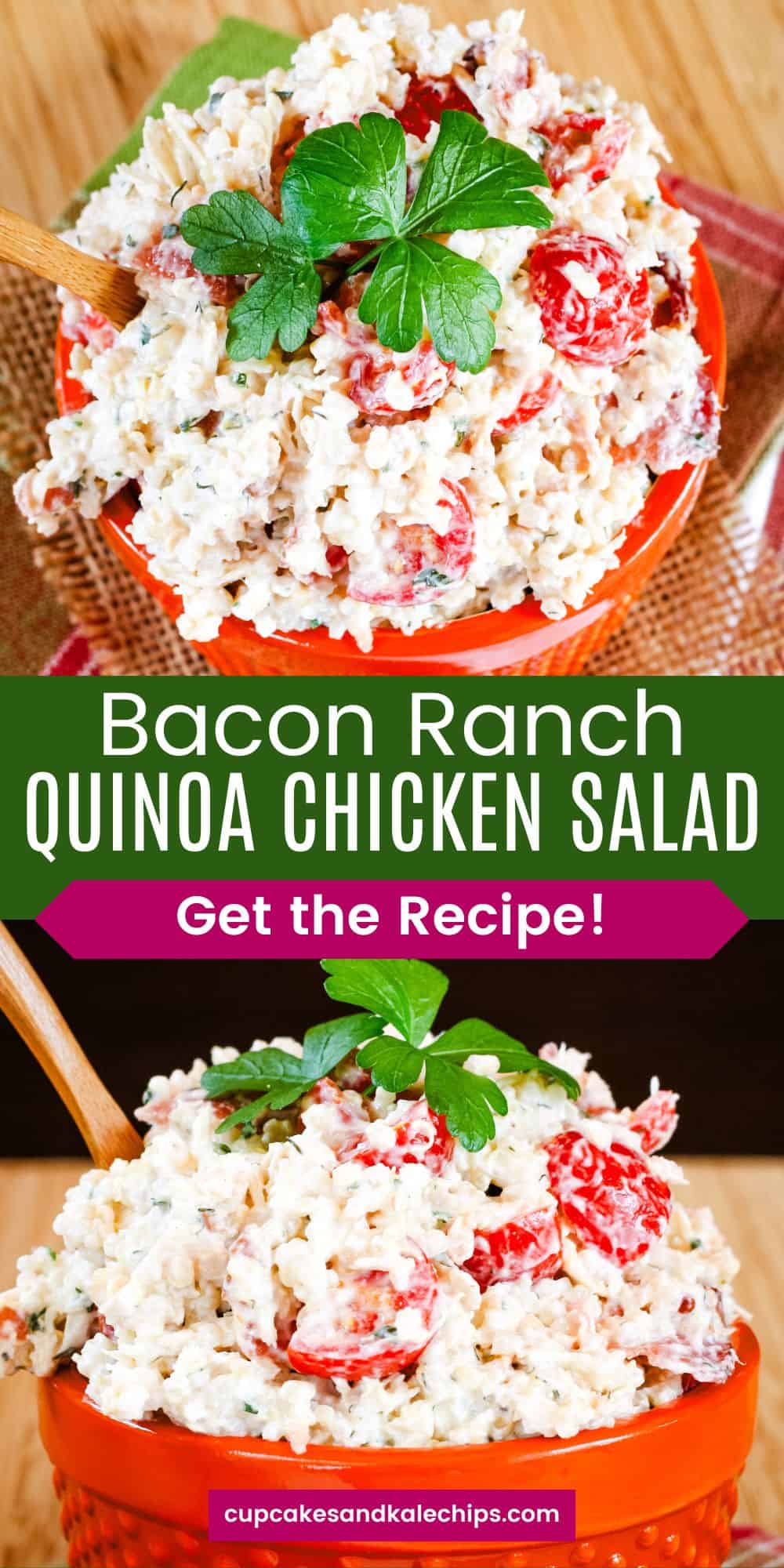 Bacon Ranch Quinoa Chicken Salad - comfort food flavors in an easy, make-ahead recipe | cupcakesandkalechips.com | #glutenfree #greekyogurt