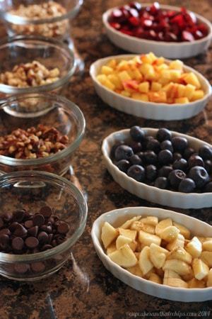 Fruit and nut toppings for Freezer Oatmeal Cups