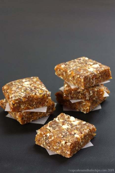 No-Bake Apricot Chia Energy Bars - just one of the recipes for healthy no-bake snacks kids love to find in their school lunch or as an after school snack.