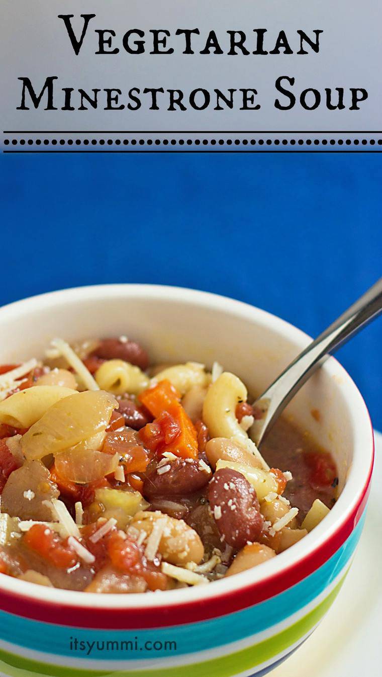 Easy Vegetarian Minestrone Soup - fast comfort food for busy nights | It's Yummi for cupcakesandkalechips.com 