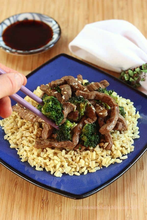 Gluten Free Stir Fried Beef and Broccoli - get dinner on the table in less than 30 minutes with #McCormickFlavor #GlutenFree Recipe Mixes | cupcakesandkalechips.com | #AD