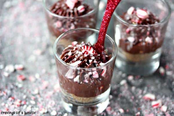 No Bake Chocolate and Peppermint Cheesecakes | Easy to make no bake mini chocolate cheesecakes with peppermint. Perfect for the holidays! | cravongsofalunatic.com for cupcakesandkalechips.com