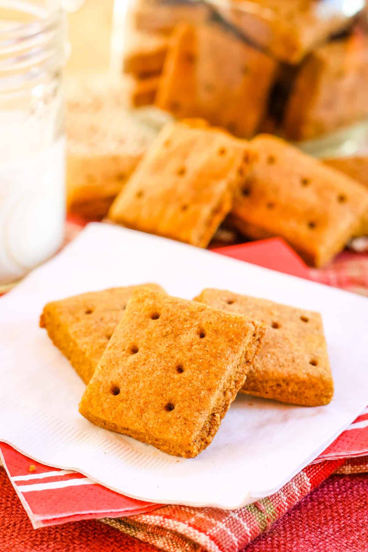 Soft and chewy pumpkin Graham crackers are the perfect fall snack flavored with maple syrup.