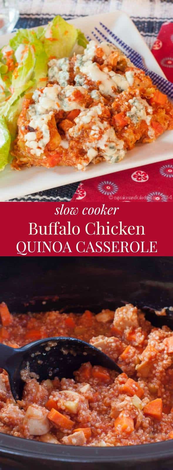 Slow Cooker Buffalo Chicken Quinoa Casserole - an easy crockpot dinner recipe