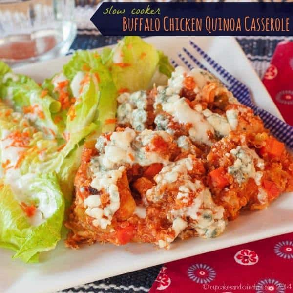 Slow Cooker Buffalo Chicken Quinoa Casserole - an easy crockpot dinner recipe