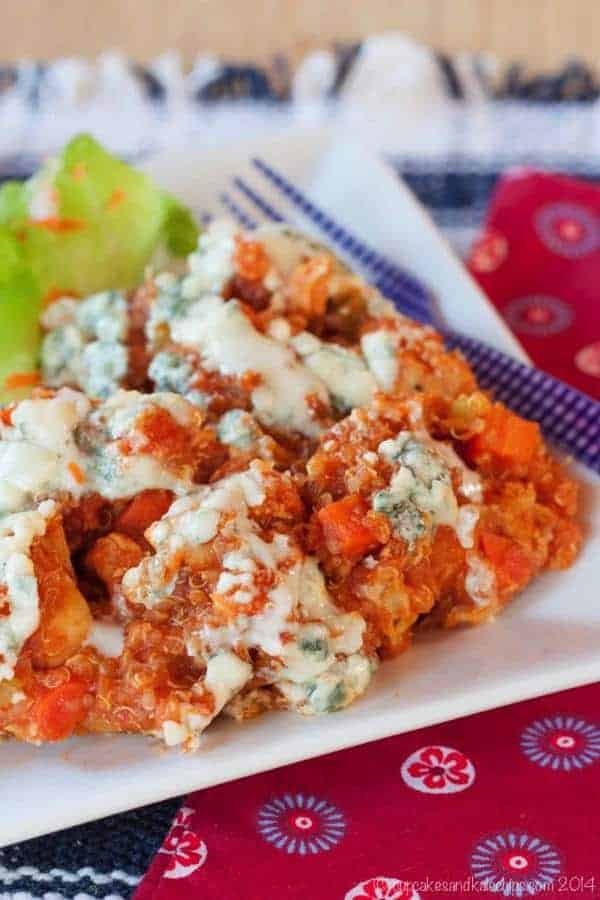 Slow Cooker Buffalo Chicken Quinoa Casserole - an easy crockpot dinner recipe