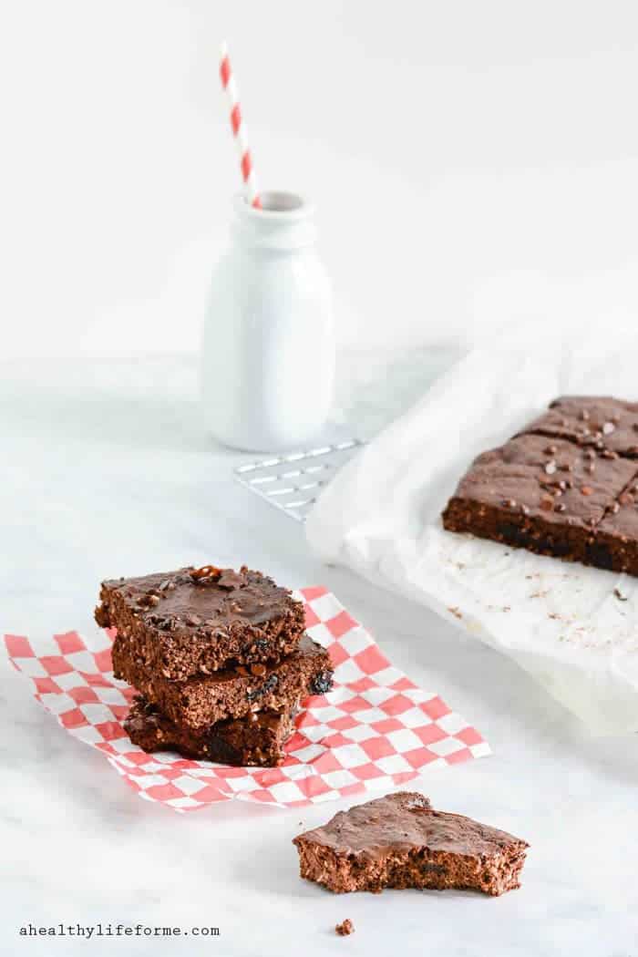 Double Chocolate Coconut Protein Brownies are a healthy indulgence filled with fiber and antioxidants, but gluten free and vegan! | ahealthylifeforme.com for cupcakesandkalechips.com | #EatHealthy15