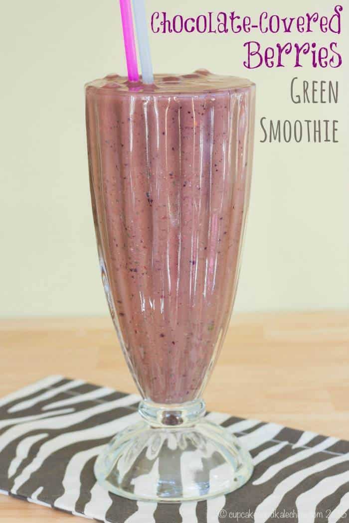 Chocolate-Covered Berries Green Smoothie - my favorite smoothie recipe! This is how I pack in fruit, veggies, protein, and of course luscious chocolaty flavor everyday | cupcakesandkalechips.com | gluten free, vegan option