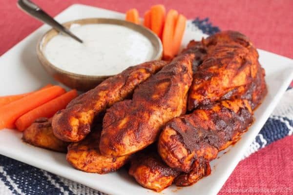 Smoky Glazed Buffalo Chicken Tenders - four ingredients and a few minutes