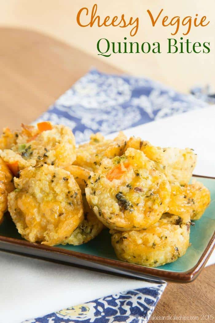 Cheesy Veggie Quinoa Bites - one of the Top 10 Most Popular Savory Recipes of 2015 on cupcakesandkalechips.com
