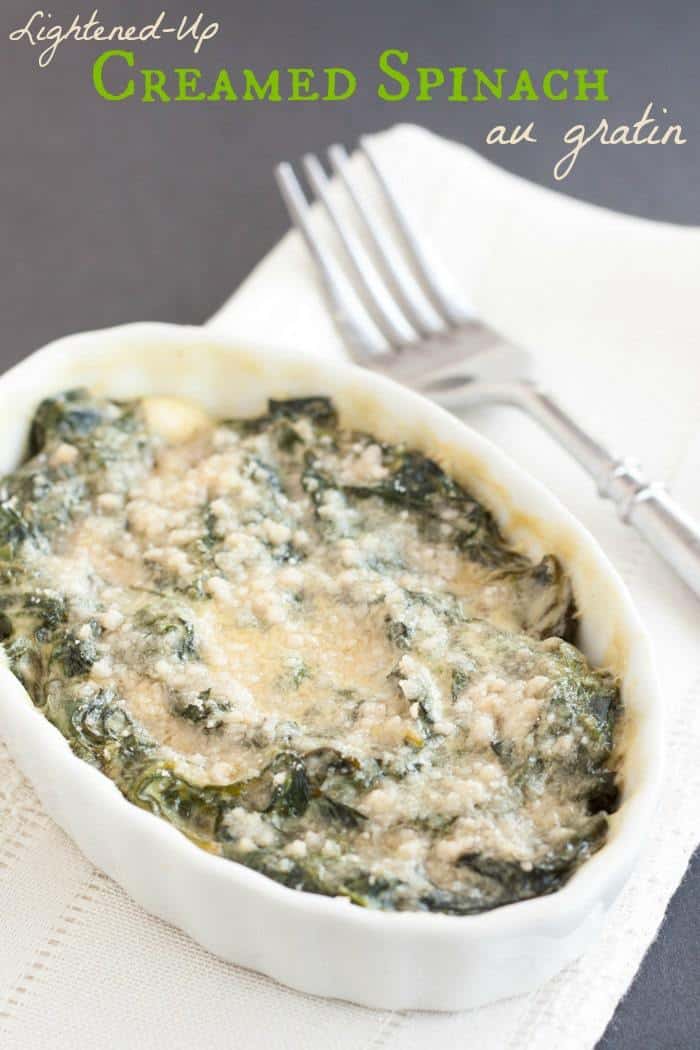 Lightened-Up Creamed Spinach au Gratin - Cupcakes & Kale Chips