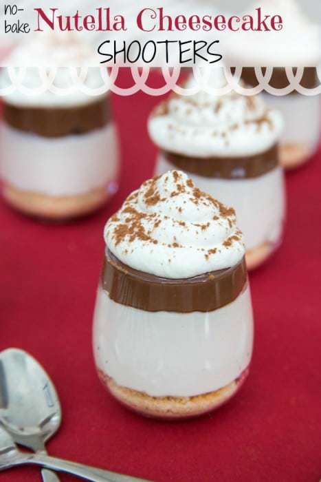 No-Bake Nutella Cheesecake Shooters - one of the top ten most popular dessert recipes on cupcakesandkalechips.com for 2015