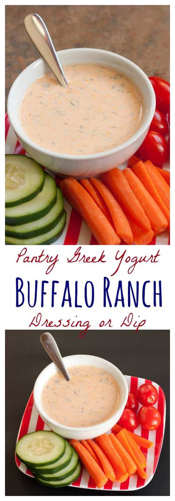 Pantry Greek Yogurt Buffalo Ranch Dressing or Dip - a healthy way to add a little kick to your salads or veggies with basic ingredients in your kitchen | cupcakesandkalechips.com | gluten free