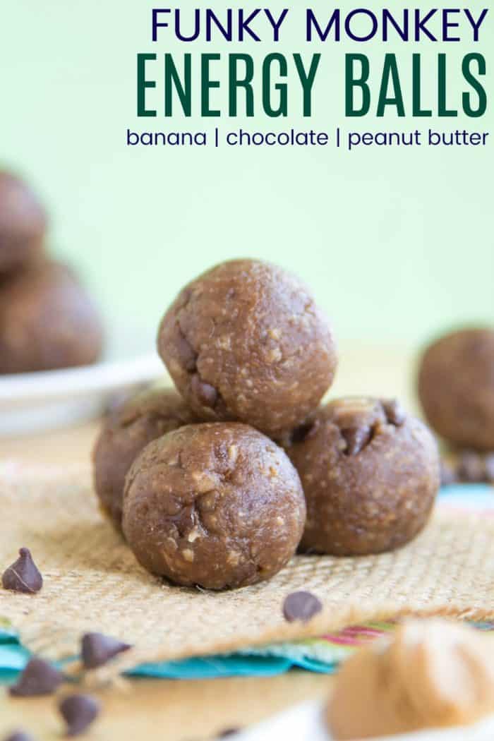 Funky Monkey Banana Chocolate Peanut Butter Energy Balls - one of the top ten most popular dessert recipes on cupcakesandkalechips.com for 2015