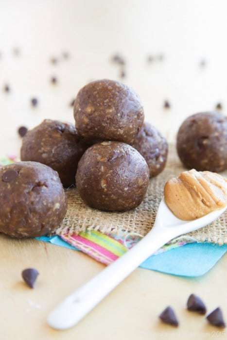 Funky Monkey Banana Chocolate Energy Balls - just one of the recipes for healthy no-bake snacks kids love to find in their school lunch or as an after school snack.