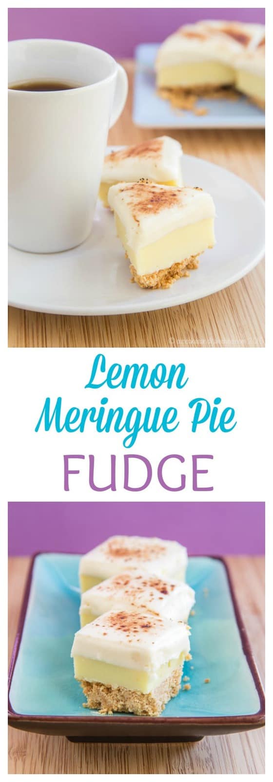 Lemon Meringue Pie Fudge - buttery crust, lemony white chocolate fudge, and a marshmallow topping gives you all the pie flavor in a sweet little candy bite | cupcakesandkalechips.com
