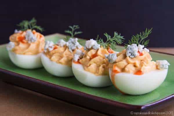 Buffalo Blue Cheese Deviled Eggs are a spicy twist on the classic deviled egg recipe