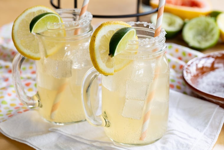 A pair of Skinny Grapefruit Margaritas