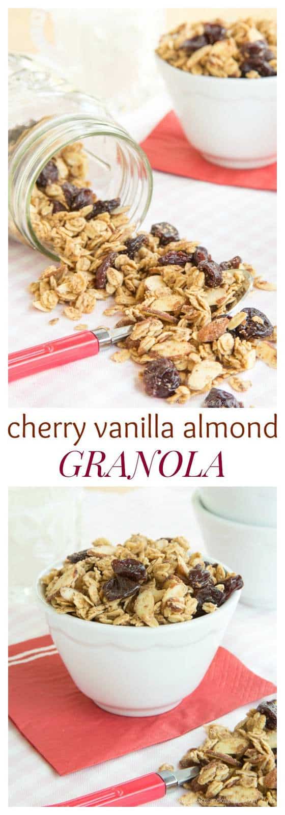 Cherry Vanilla Almond Granola - sweet and nutty with lots of crunch and chewy bits. Perfect for topping your yogurt! | cupcakesandkalechips.com | gluten free, vegan recipe