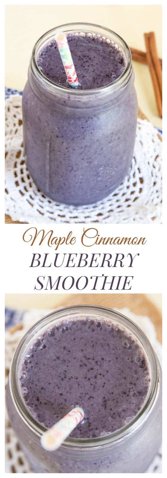 Maple Cinnamon Blueberry Smoothie - an easy smoothie recipe that is a healthy breakfast or snack with flavors that remind you of a stack of French toast. @lovemysilk #SilkSmoothie #ad | cupcakesandkalechips.com | gluten free, dairy free, vegan