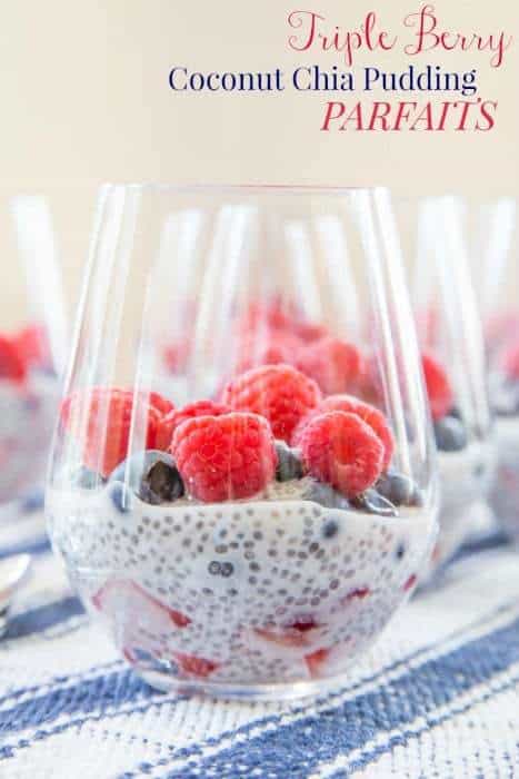 Trip[le Berry Coconut Chai Pudding Parfaits - one of the top ten most popular dessert recipes on cupcakesandkalechips.com for 2015