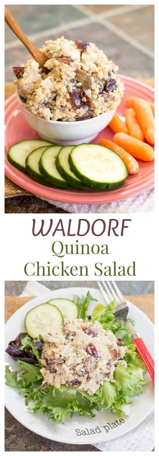 Waldorf Quinoa Chicken Salad - a simple, healthy, and protein-packed combination with sweet juicy grapes and crunchy walnuts. Make it for an easy summer dinner or lunches all week | cupcakesandkalechips.com | gluten free recipe 