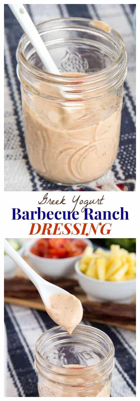 Greek Yogurt Barbecue Ranch Dressing - you just need basic ingredients to put a healthy and tangy twist on the classic Ranch salad dressing recipe for dipping veggies or drizzling over salads. | cupcakesandkalechips.com | gluten free, low carb recipe