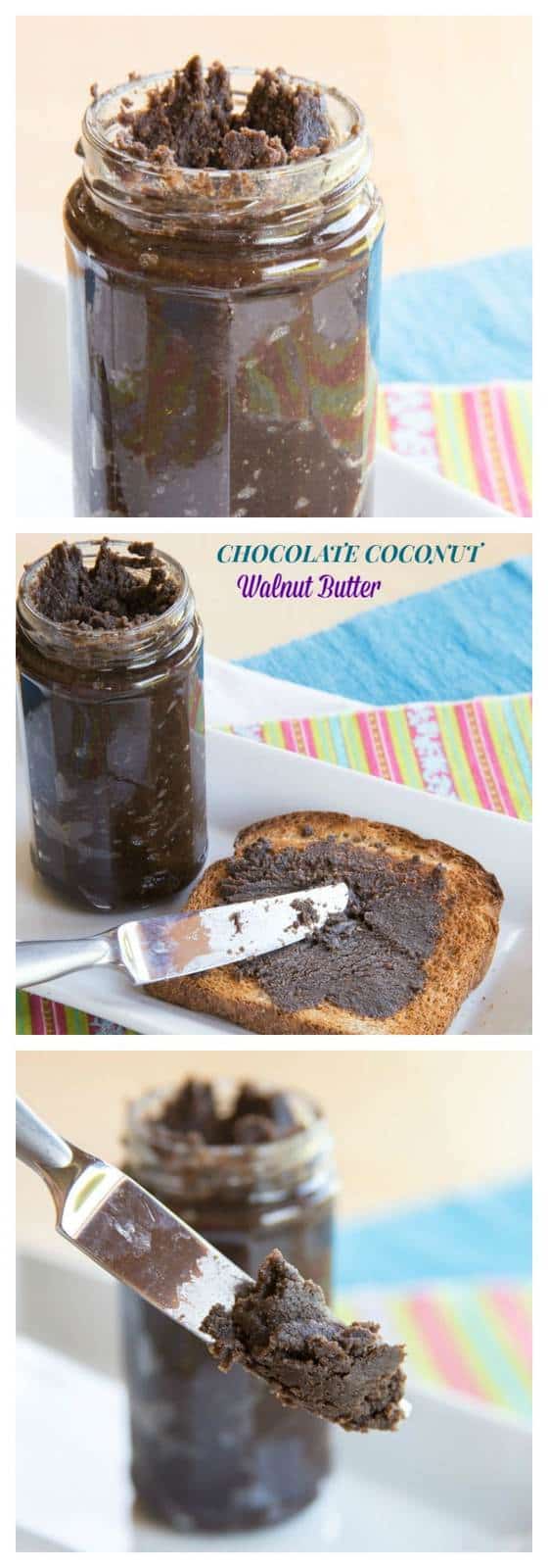 Chocolate Coconut Walnut Butter - add omega 3s, superfoods, antioxidants, and (YAY!) chocolate to your breakfast or afternoon snack. Spread this nut butter on toast, apples, or a spoon! | cupcakesandkalechips.com | gluten free, vegan, paleo recipe