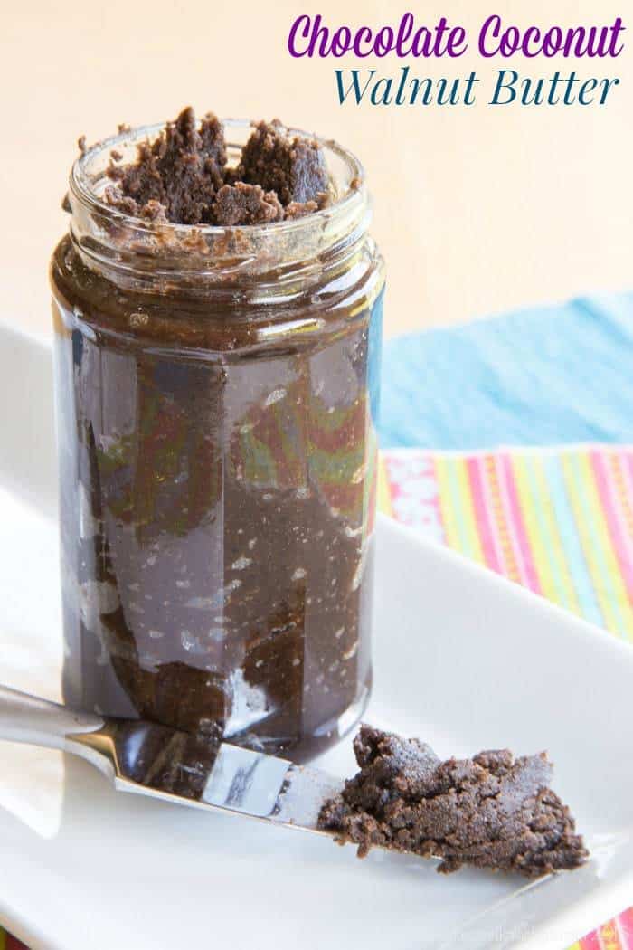 Chocolate Coconut Walnut Butter - add omega 3s, superfoods, antioxidants, and (YAY!) chocolate to your breakfast or afternoon snack. Spread this nut butter on toast, apples, or a spoon! | cupcakesandkalechips.com | gluten free, vegan, paleo recipe