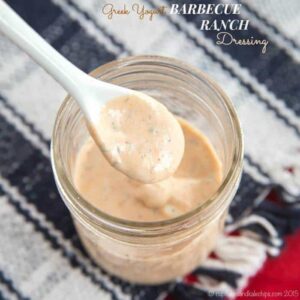 Add a sweet and tangy zing to everyone's favorite salad dressing recipe and make this healthy, gluten-free Greek yogurt barbecue ranch dressing recipe!