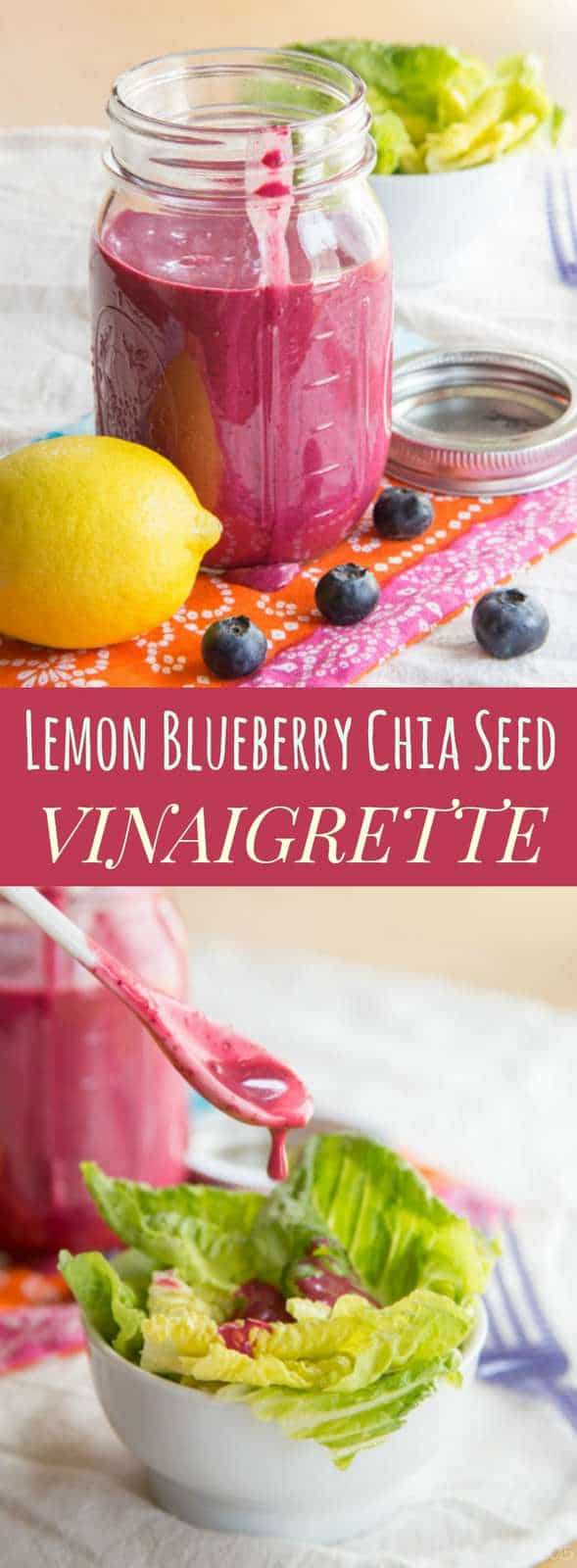 Lemon Blueberry Chia Seed Vinaigrette Salad Dressing - fresh and fruity, and adds some zing to your summer salads. Or use it to marinate chicken for grilling. | cupcakesandkalechips.com | gluten free, vegan recipe