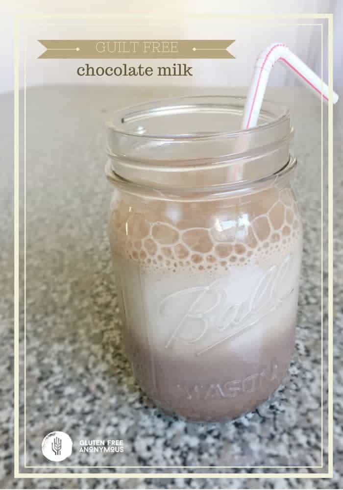 Guilt Free Chocolate Milk  - every kid or kid-at-heart will love this cold drink as a healthy snack or alongside a nutritious breakfast. | cupcakesandkalechips.com | gluten free recipe, vegan option