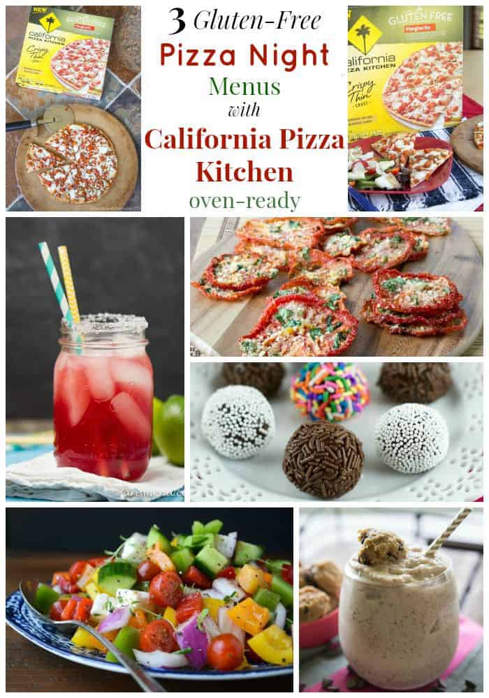3 Gluten-Free Pizza Night Menus with California Pizza Kitchen Oven-Ready Pizza paired with sides, salads, drinks and desserts. #mycpkpizza #ad | cupcakesandkalechips.com