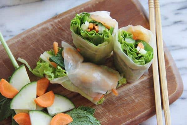 Shrimp Rice Paper Rolls with fresh veggies