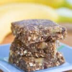 Banana Walnut Chocolate Chip No-Bake Energy Bars Recipe Image with title