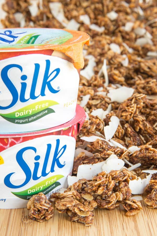 Coconut Chia Granola Clusters - add serious crunch factor and superfood goodness to your breakfast or snack. #TopItTuesday with @LoveMySilk #AD | cupcakesandkalechips.com | gluten free, dairy free, nut free recipe