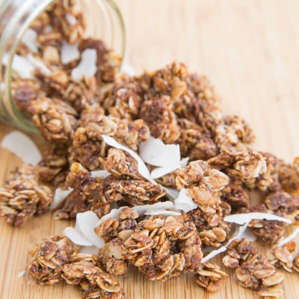 Coconut Chia Granola Clusters - add serious crunch factor and superfood goodness to your breakfast or snack. #TopItTuesday with @LoveMySilk #AD | cupcakesandkalechips.com | gluten free, dairy free, nut free recipe