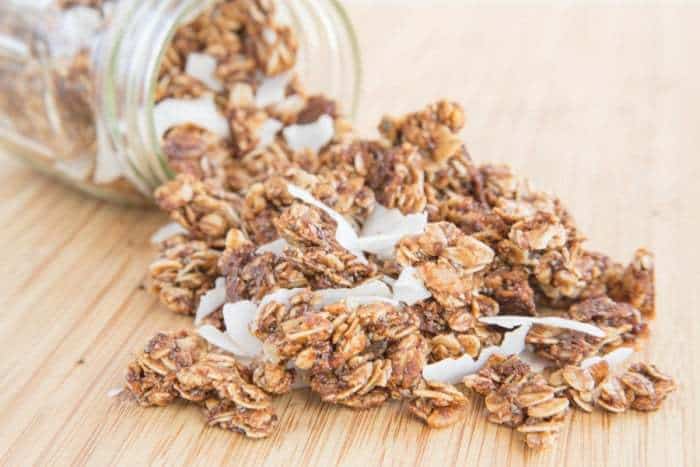 Coconut Chia Granola Clusters - add serious crunch factor and superfood goodness to your breakfast or snack. #TopItTuesday with @LoveMySilk #AD | cupcakesandkalechips.com | gluten free, dairy free, nut free recipe