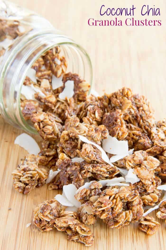 Coconut Chia Granola Clusters - add serious crunch factor and superfood goodness to your breakfast or snack. #TopItTuesday with @LoveMySilk #AD | cupcakesandkalechips.com | gluten free, dairy free, nut free recipe