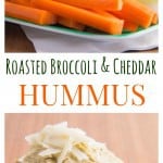 Pinterest title image for Roasted Broccoli and Cheddar Cheese Hummus.